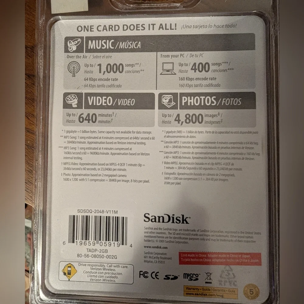 SanDisk Micro SD card 2G Memory Card